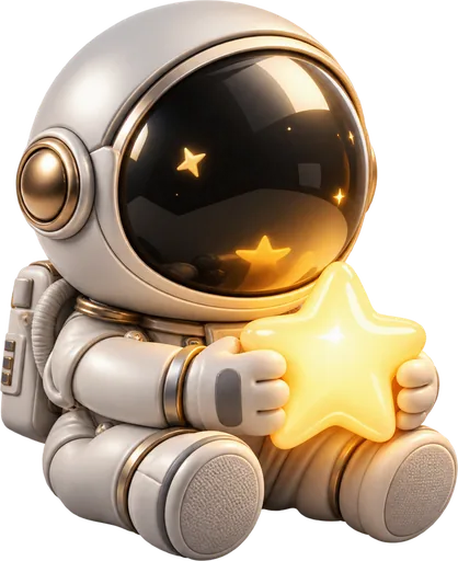 a small astronaut holding a star